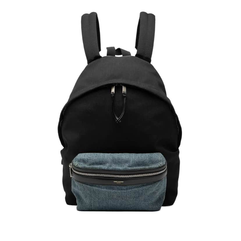 Saint Laurent Nylon and Denim Classic Hunting Backpack Black Good condition - Front View