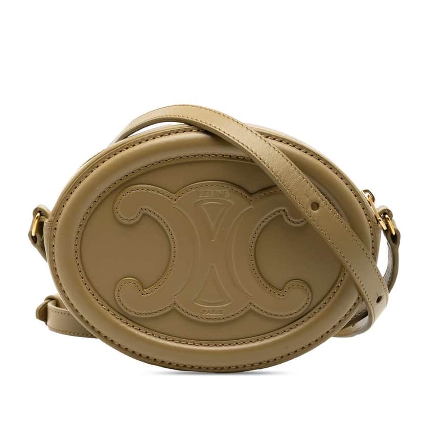 Celine Small Calfskin Cuir Triomphe Oval Crossbody Green Leather Very good condition - Front View