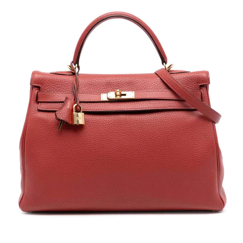 Hermès Togo Kelly II Retourne 35 Red Leather Fair condition - Front View