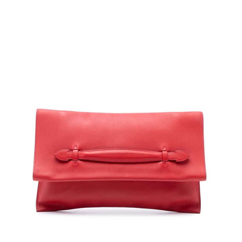 Hermès Evercolor Pliplat Clutch Red Leather Good condition - Front View