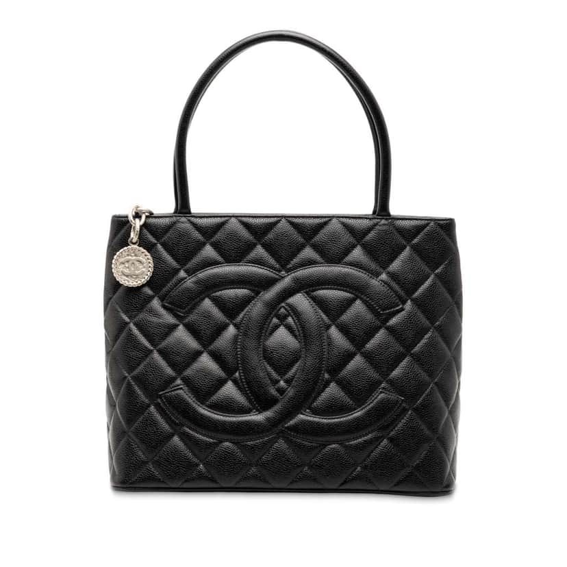 Chanel Caviar Medallion Tote Black Leather Very good condition - Front View