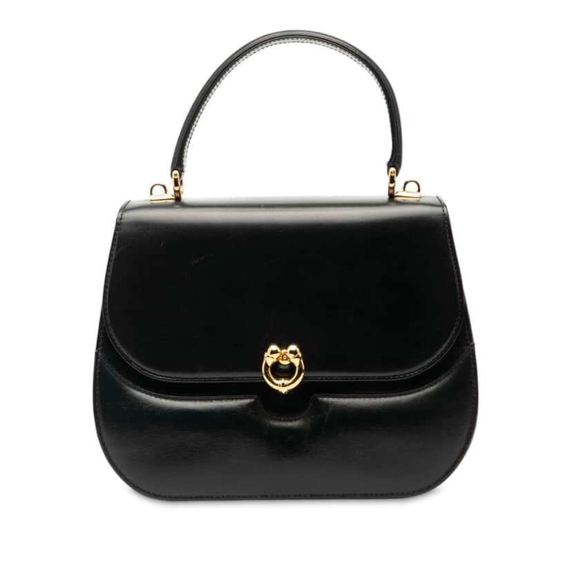 Gucci Leather Horsebit Top Handle Bag Black Leather Good condition - Front View