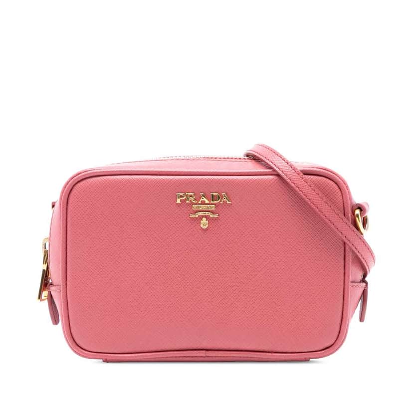 Prada Mini Saffiano Camera Bag Pink Leather Very good condition - Front View