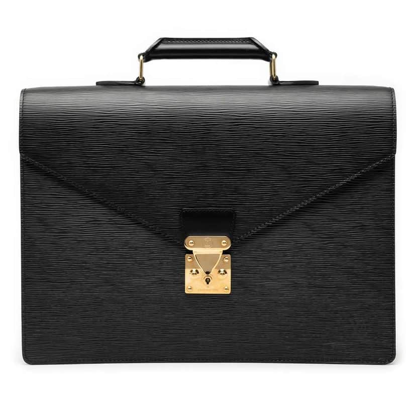 Louis Vuitton Epi Serviette Ambassadeur Black Leather Good condition - Front View