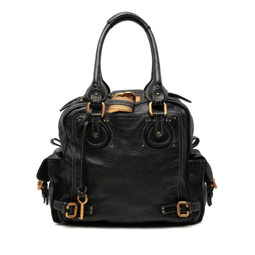 Chloé Large Grained Leather Paddington Handbag Black Leather Good condition - Front View