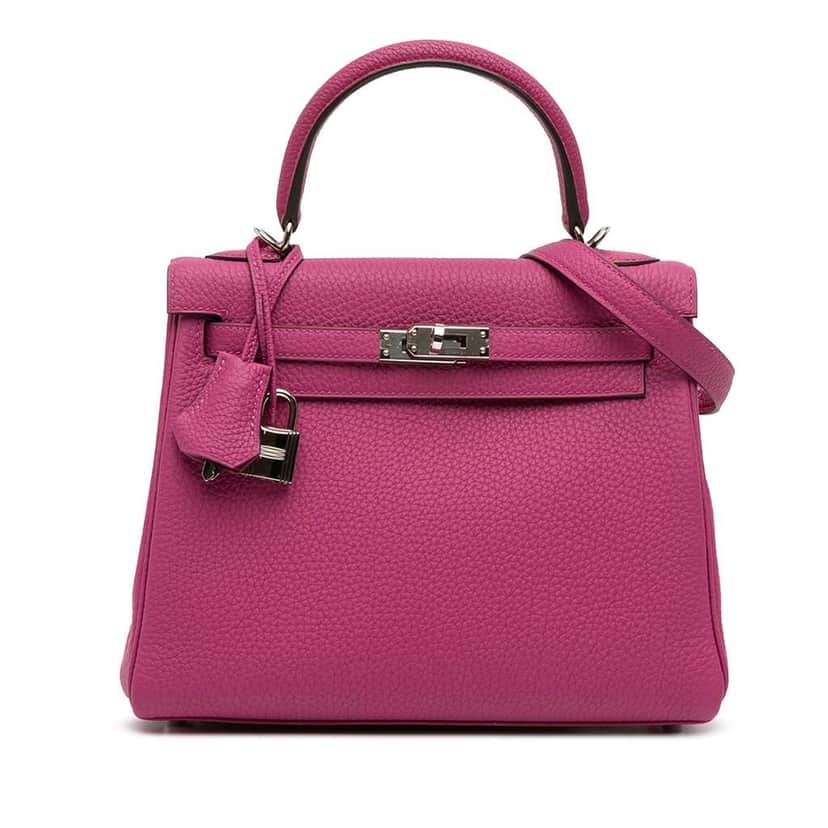 Hermès Togo Kelly II Retourne 25 Pink Leather Good condition - Front View