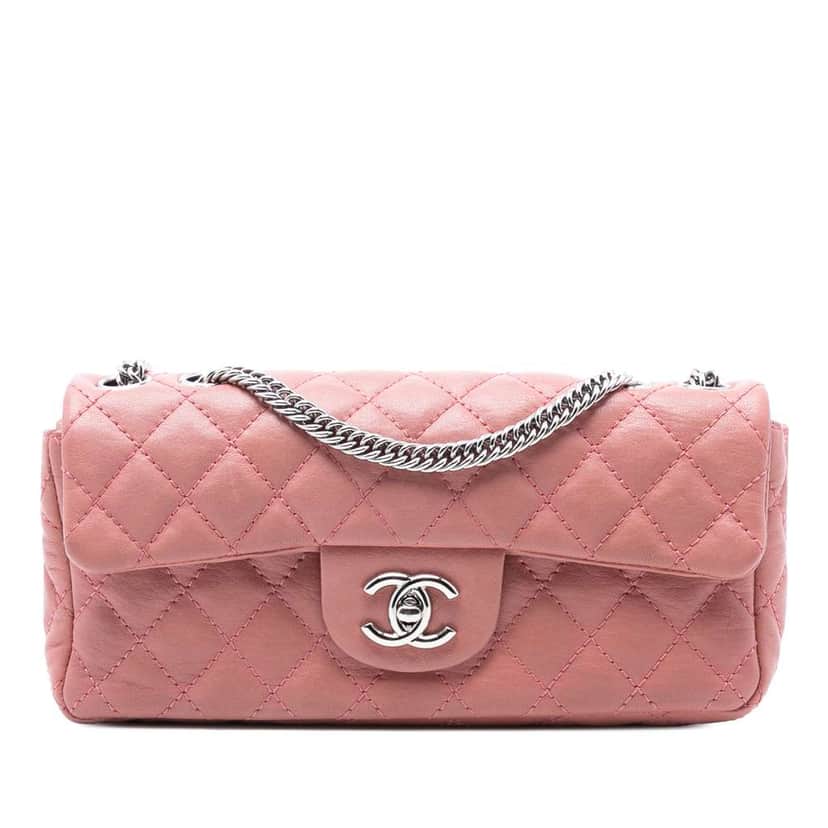 Chanel Classic Lambskin East West Bijoux Chain Single Flap Pink Leather Good condition - Front View