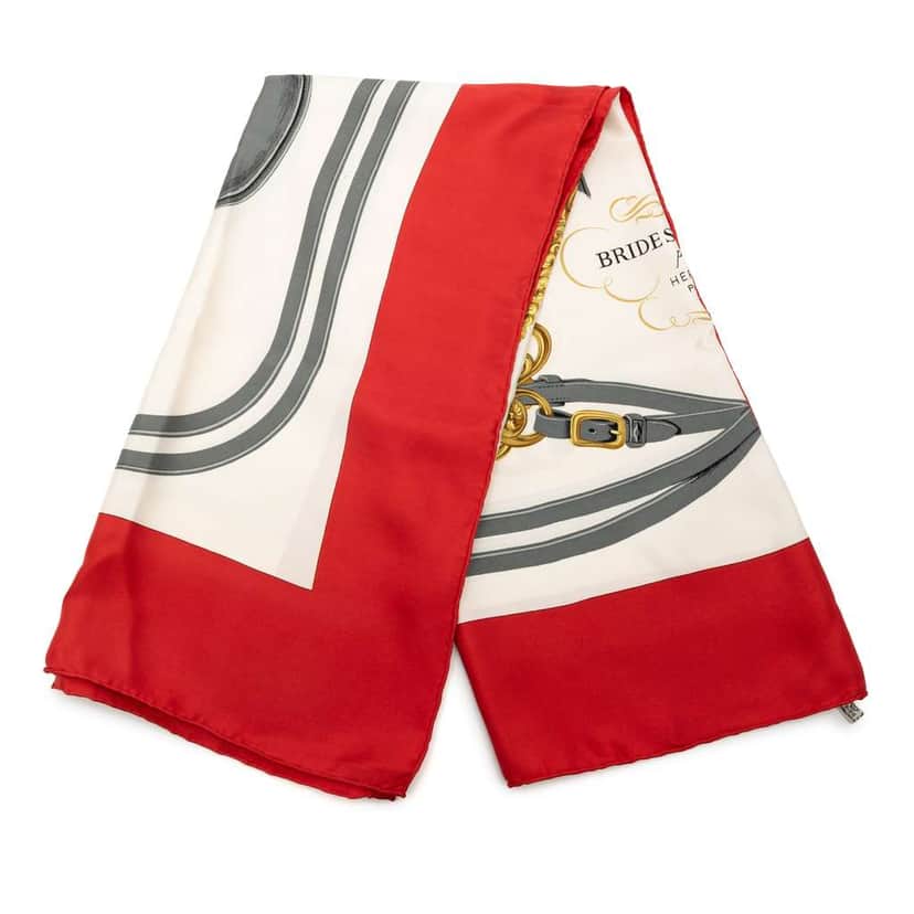Hermès Brides de Gala Silk Scarf White Silk Good condition - Front View