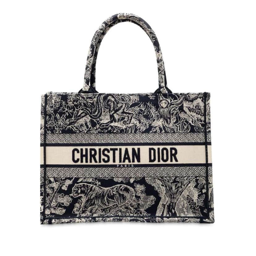 Dior Medium Canvas Embroidered Reverse Dioriviera Toile De Jouy Book Tote Blue Canvas Good condition - Front View