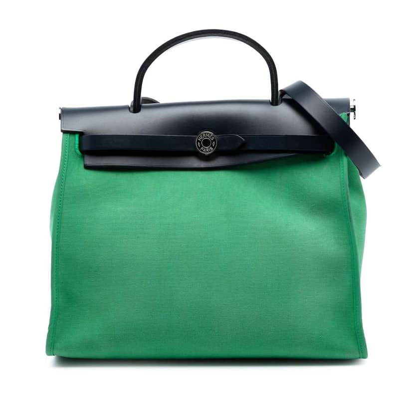 Hermès Toile Herbag Zip 31 Green Canvas Good condition - Front View