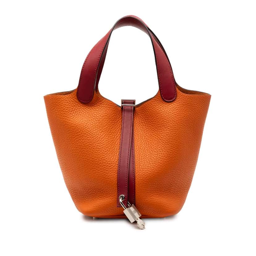 Hermès Bicolor Clemence and Swift Picotin Lock 18 Orange Leather Good condition - Front View