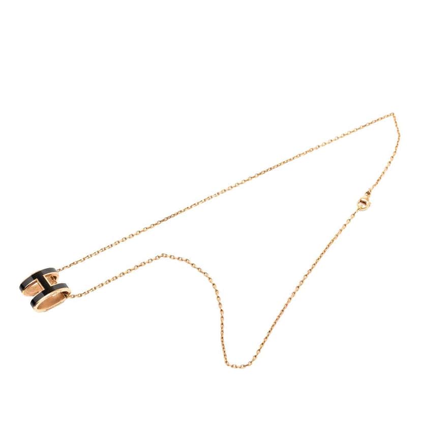 Hermès Gold Plated Enamel Pop H Pendant Necklace Gold Metal Good condition - Front View