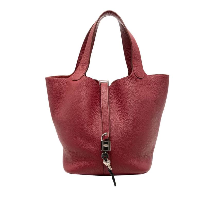 Hermès Clemence Picotin Lock 22 Red Leather Good condition - Front View