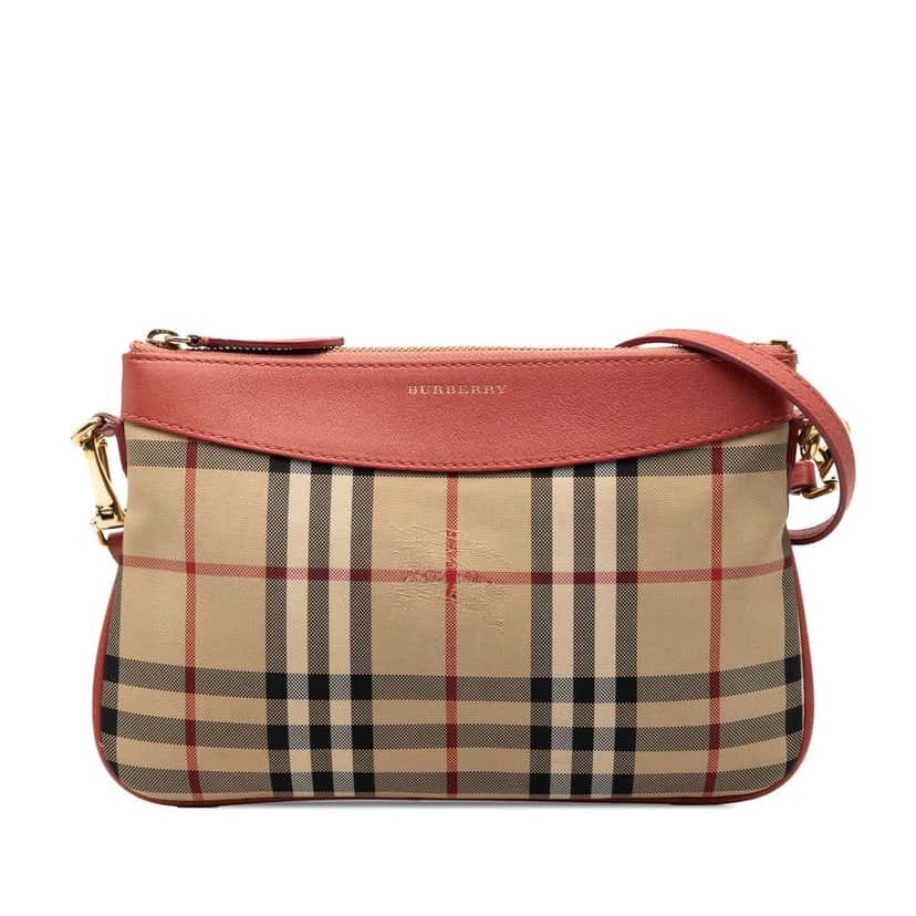 Burberry Haymarket Check Canvas Peyton Crossbody Brown Canvas Good condition - Front View