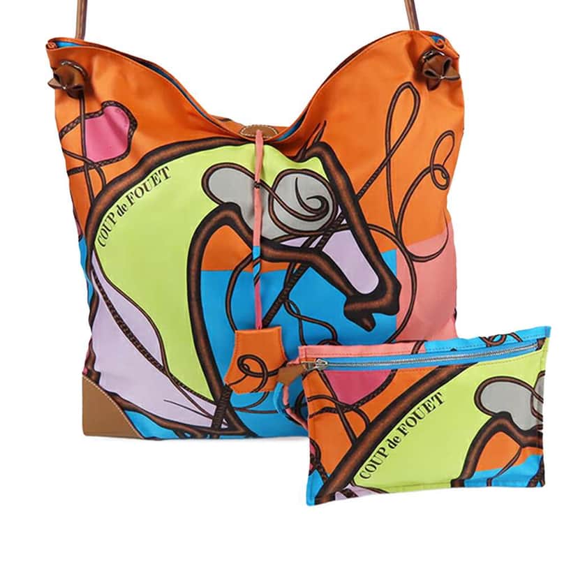 Hermès Silk and Barenia Coup de Fouet Silky City 38 Orange Silk Good condition - Front View