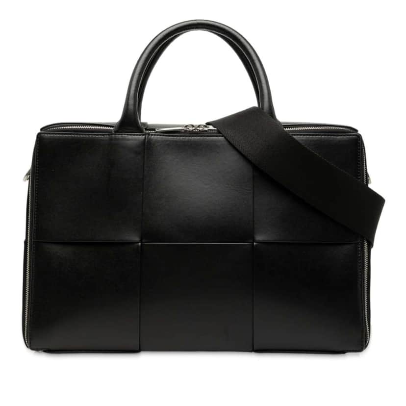 Bottega Veneta Calfskin Maxi Intrecciato Arco Briefcase Black Leather Good condition - Front View