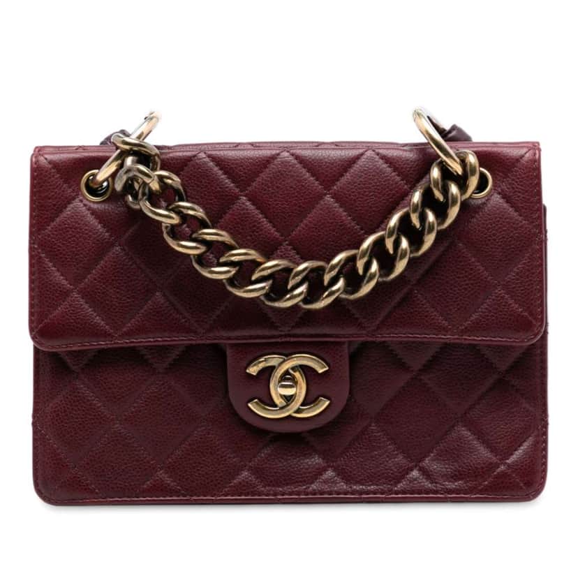 Chanel Paris Edinburgh Quilted Caviar Retro Class Flap Red Leather Good condition - Front View