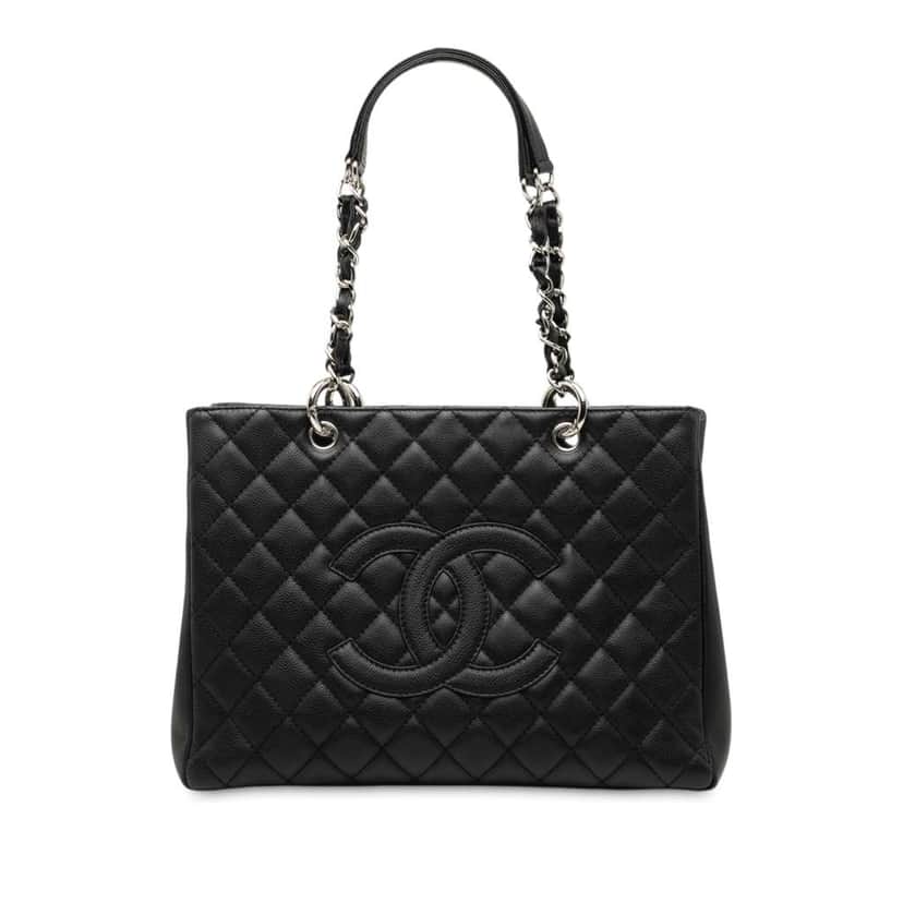 Chanel Caviar Grand Shopping Tote Black Leather Good condition - Front View