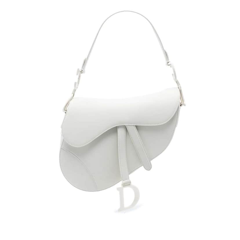 Dior Ultra Matte Calfskin Saddle Bag White Leather Very good condition - Front View