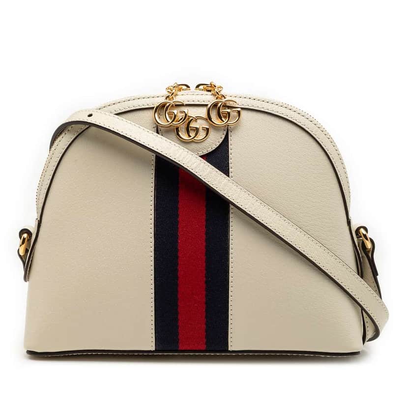 Gucci Small Calfskin Ophidia Dome Crossbody White Leather Good condition - Front View