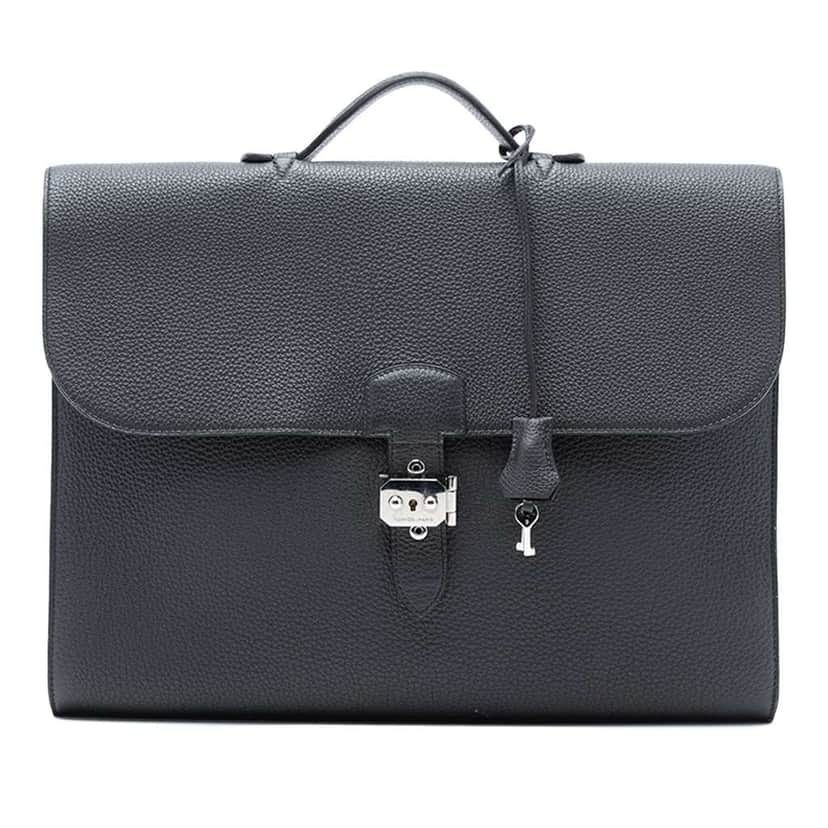 Hermès Togo Sac A Depeches 38 Black Leather Good condition - Front View