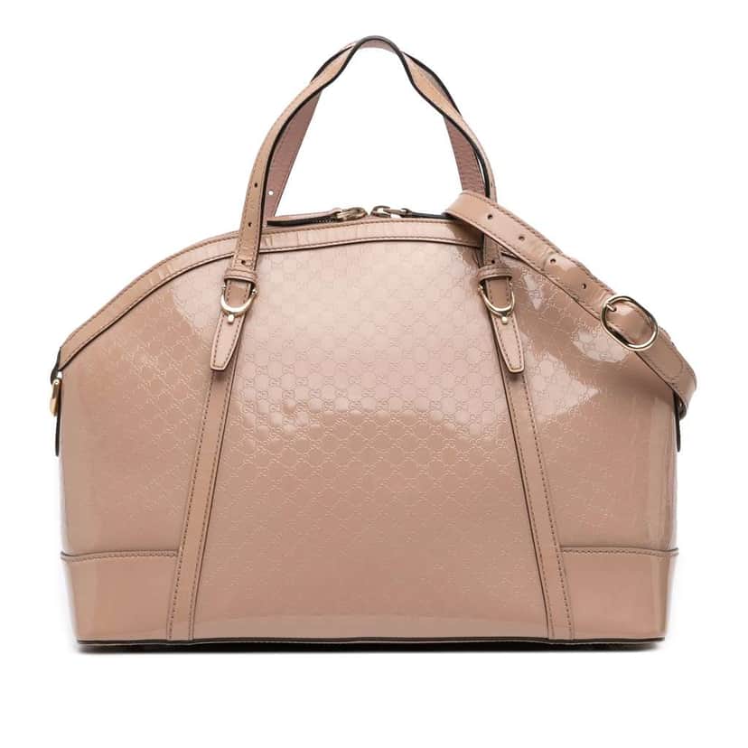 Gucci Large Microguccissima Patent Nice Dome Satchel Brown Leather Good condition - Front View