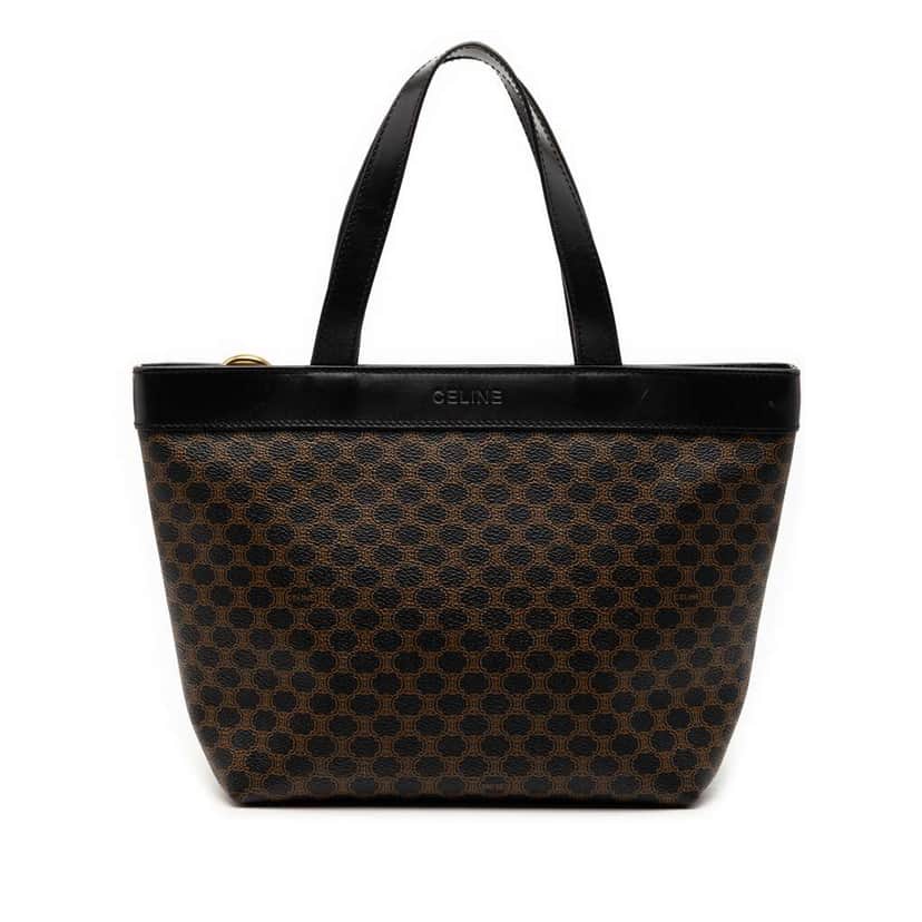 Celine Macadam Coated Canvas Handbag Black Canvas Good condition - Front View