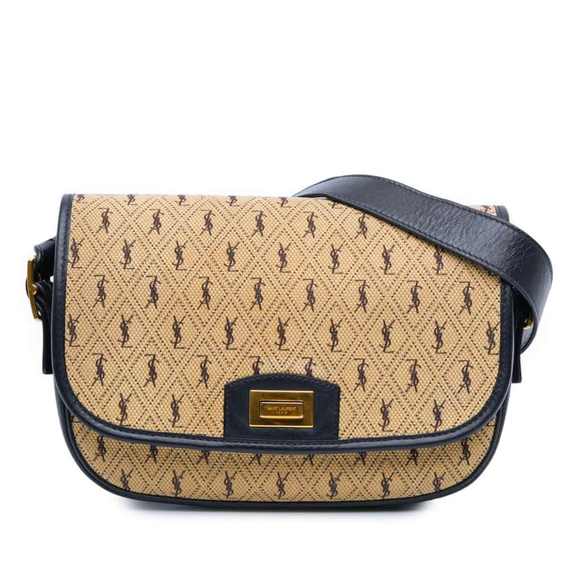 Saint Laurent Medium Canvas Monogram All Over Crossbody Brown Canvas Good condition - Front View