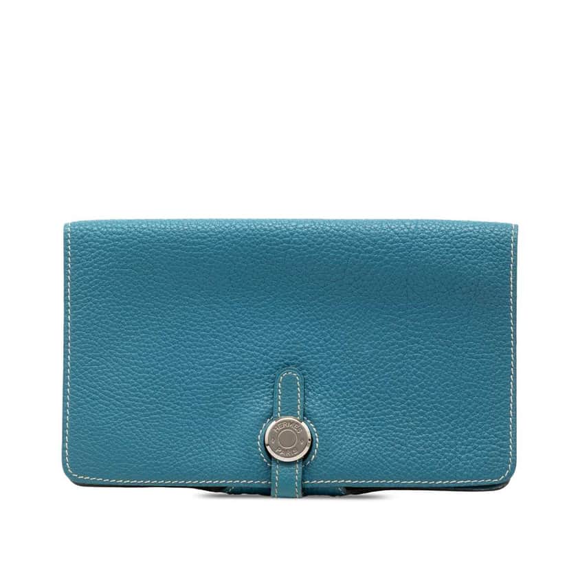 Hermès Togo Dogon Long Wallet Blue Leather Good condition - Front View