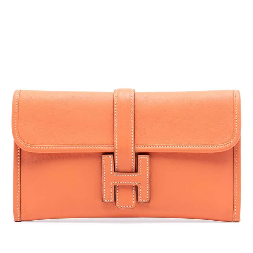 Hermès Swift Jige Duo Orange Leather Good condition - Front View