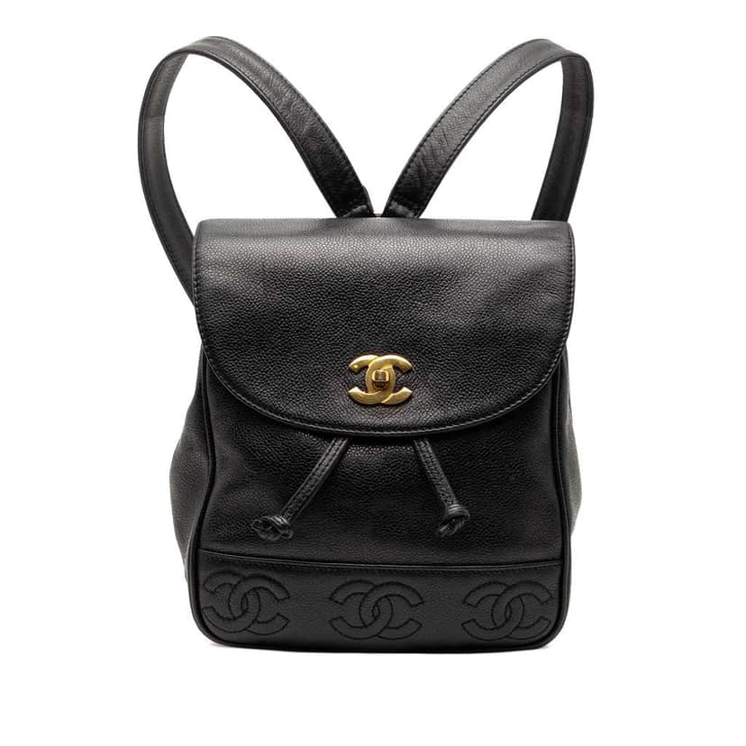 Chanel Caviar Triple CC Backpack Black Leather Very good condition - Front View