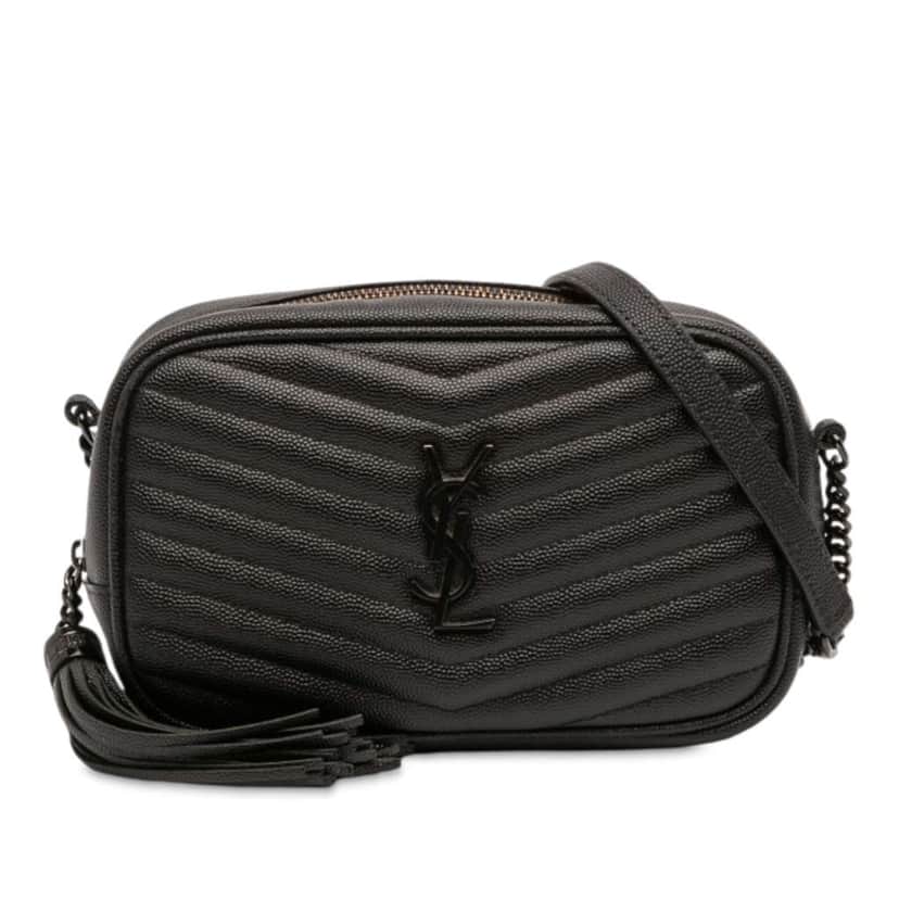 Saint Laurent Mini Grain de Poudre Monogram Monochrome Lou Camera Bag Black Leather Good condition - Front View