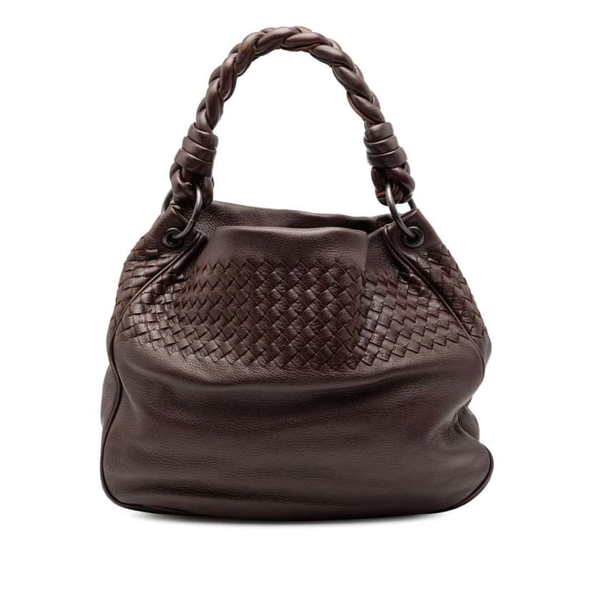Bottega Veneta Nappa Intrecciato Cervo Shoulder Bag Brown Leather Good condition - Front View