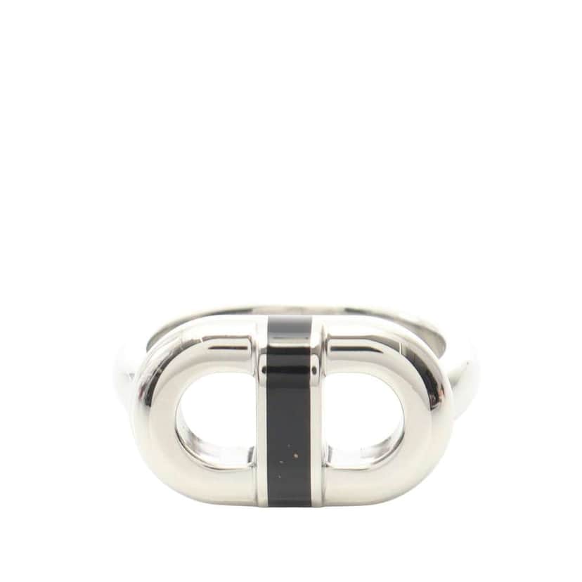 Hermès Palladium Plated Lacquered Maillon ring Silver Metal Good condition - Front View