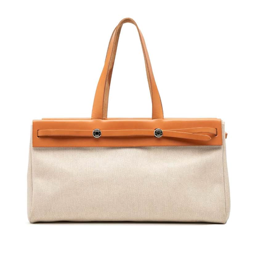 Hermès Toile Herbag Cabas MM Brown Canvas Good condition - Front View