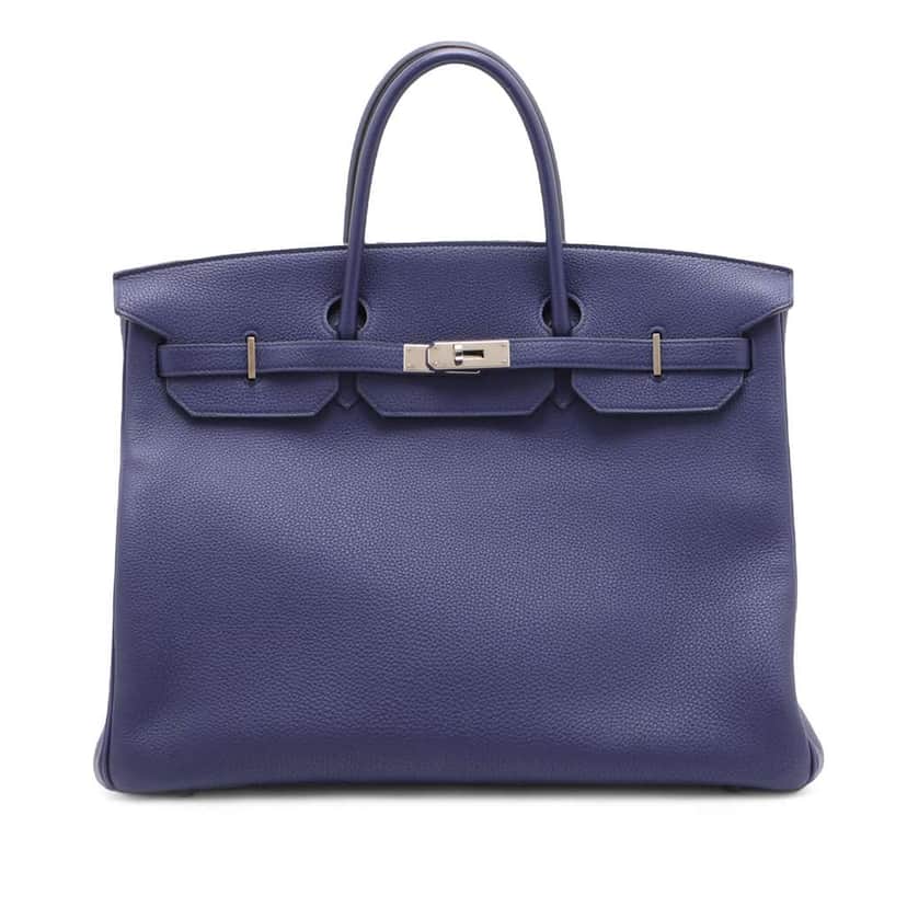 Hermès Togo Birkin Retourne 40 Blue Leather Good condition - Front View