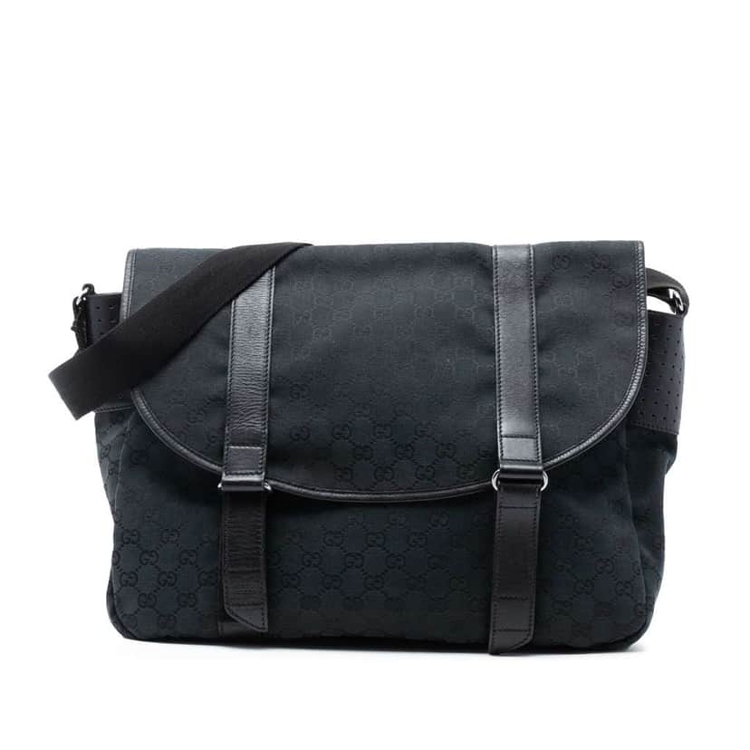 Gucci GG Canvas Messenger Bag Black Canvas Good condition - Front View