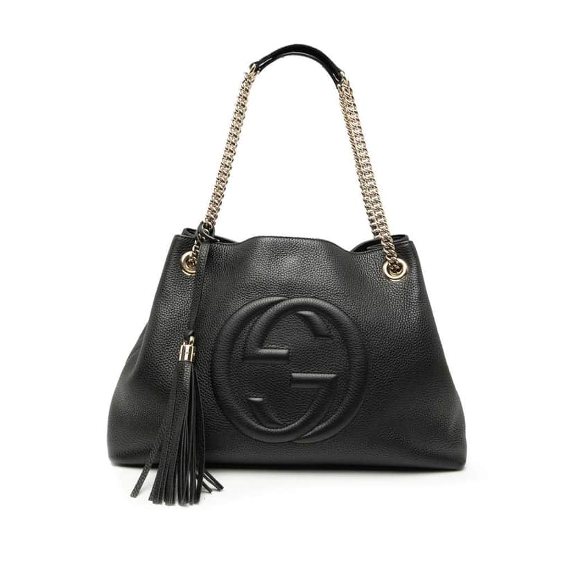 Gucci Medium Leather Soho Chain Tote Black Leather Good condition - Front View