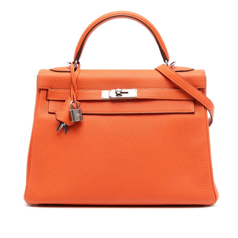 Hermès Togo Kelly II Retourne 32 Orange Leather Good condition - Front View