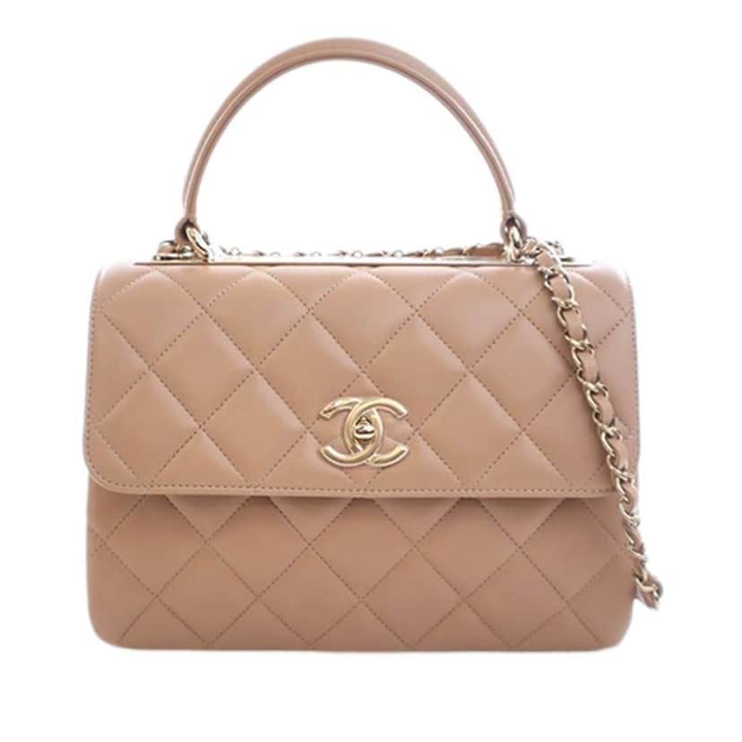 Chanel Small Quilted Lambskin Trendy CC Top Handle Flap Brown Leather Good condition - Front View