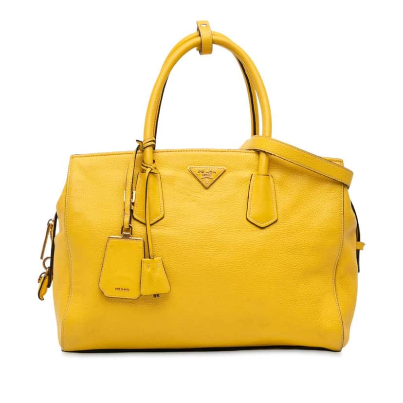 Prada Vitello Grain Satchel Yellow Leather Good condition - Front View