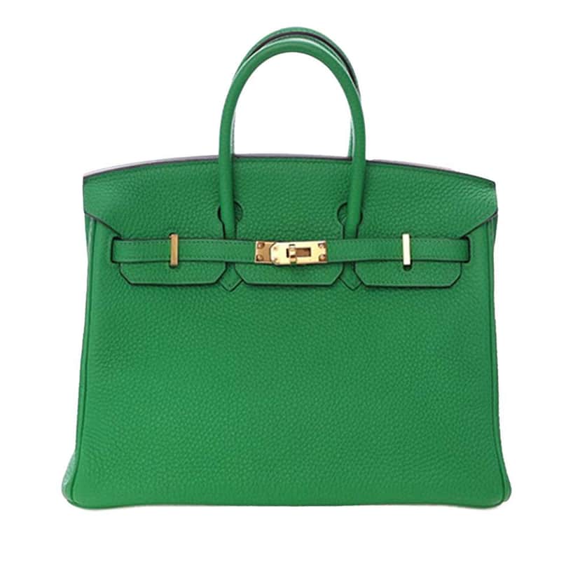 Hermès Togo Birkin Retourne 25 Green Leather Good condition - Front View