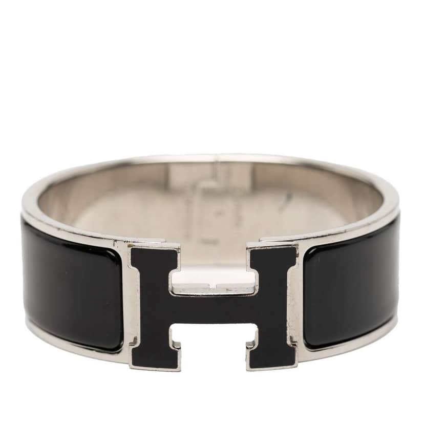 Hermès Wide Enamel Clic Clac H Bracelet PM Black Very good condition - Front View