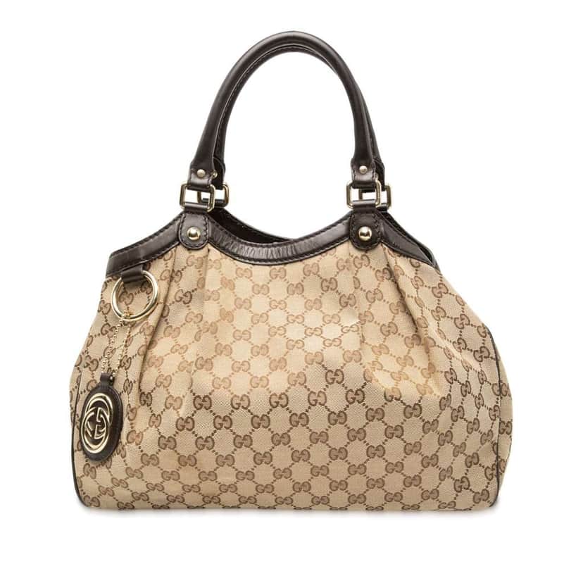 Gucci Medium GG Canvas Sukey Tote Brown Canvas Good condition - Front View