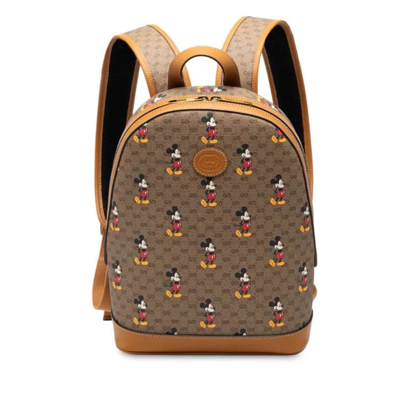 Gucci Disney Small Micro GG Supreme Mickey Mouse Dome Backpack Brown Canvas Good condition - Front View