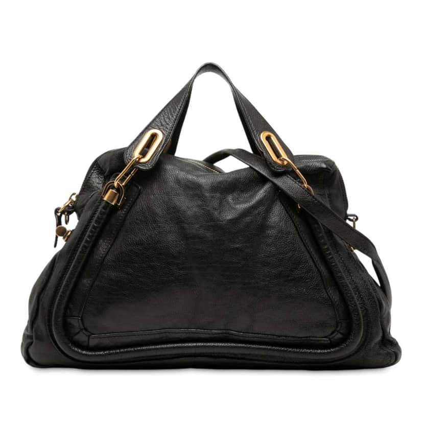 Chloé Large Pebbled Leather Paraty Satchel Black Leather Good condition - Front View