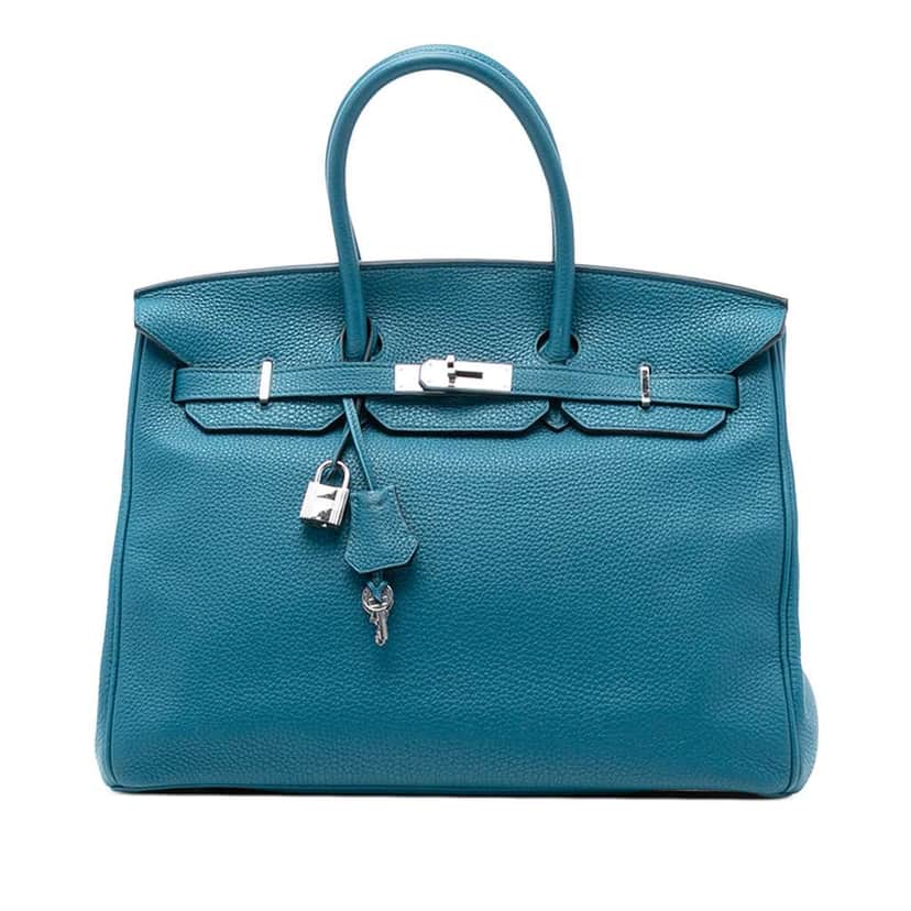 Hermès Togo Birkin Retourne 35 Blue Leather Good condition - Front View