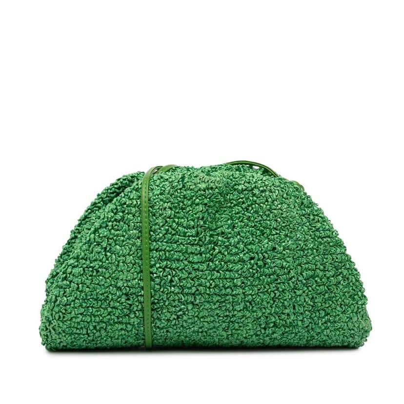 Bottega Veneta Boucle Raffia The Mini Pouch Crossbody Green Good condition - Front View