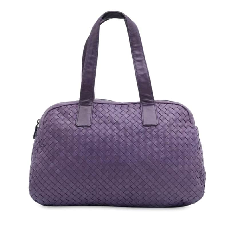 Bottega Veneta Nappa Intrecciato Shoulder Bag Purple Leather Good condition - Front View