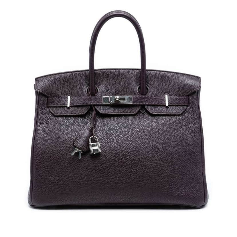 Hermès Togo Birkin Retourne 35 Purple Leather Good condition - Front View